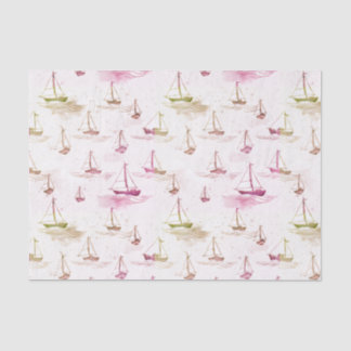 Papier Mousseline Bateaux à voile roses violets sereins sur motif ma