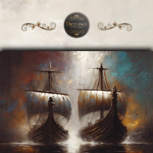 Papier Mousseline Bateaux Longs Vikings Jumelés Découpe