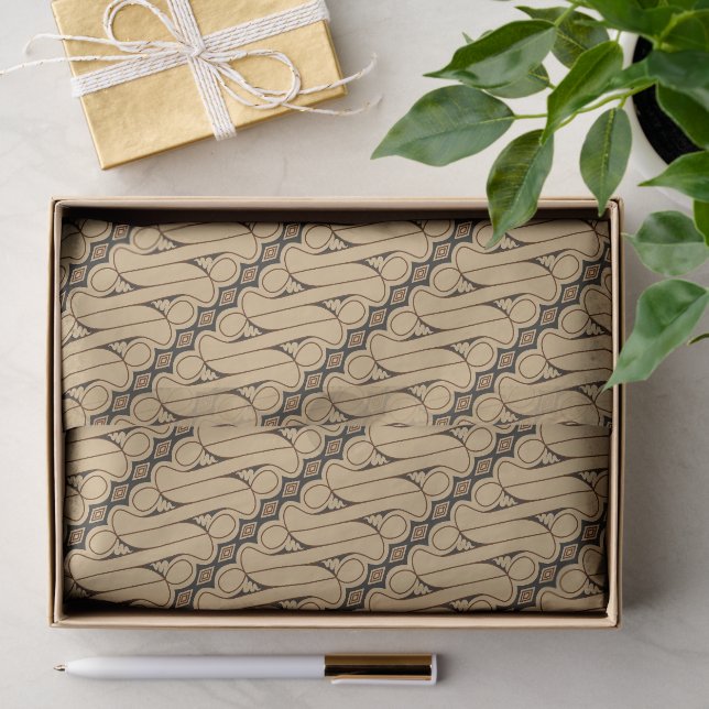 Papier Mousseline Batik Parang, Motif indonésien, Javanais, Ethnique (Cadeau)