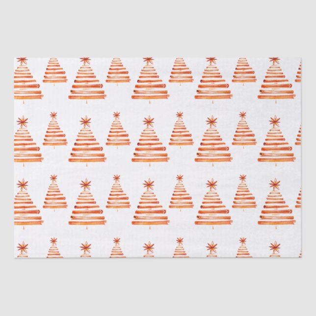 Papier Mousseline Bâton de cannelle rouge Boho rustique Arbre de Noë (Recto)