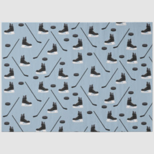 Papier Mousseline Bâton de hockey sur glace bleu poussiéreux, Motif