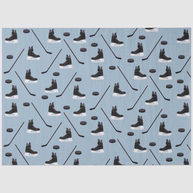 Papier Mousseline Bâton de hockey sur glace bleu poussiéreux, Motif  (Recto)