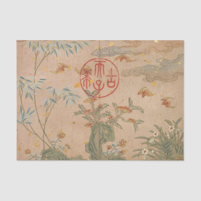 Papier Mousseline Bats Rocks Fleurs Calligraphie circulaire par Ruoa (Recto)