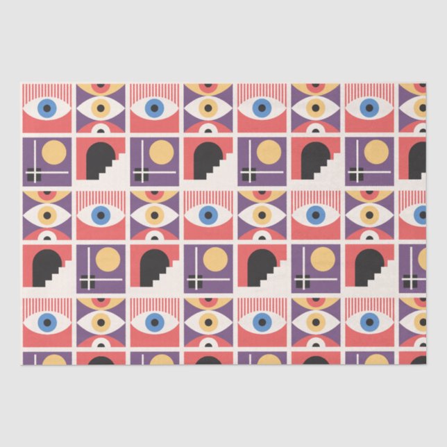 Papier Mousseline Bauhaus Mid-Century Moderne coloré (Recto)
