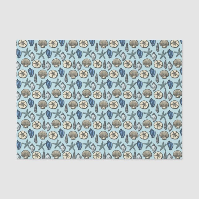 Papier Mousseline Beach Shells Starfish Motif marin marin marine nau (Recto)