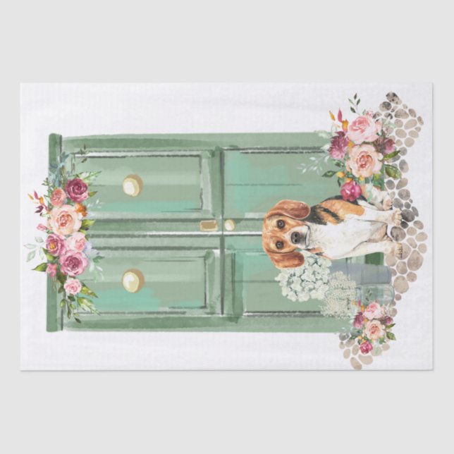 Papier Mousseline Beagle à la porte (Recto)