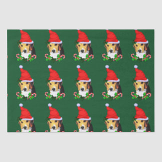 Papier Mousseline Beagle à Noël à Santa Hat