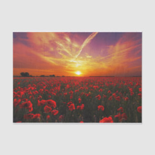 Papier Mousseline Beau coucher du soleil rouge de gisement de fleur