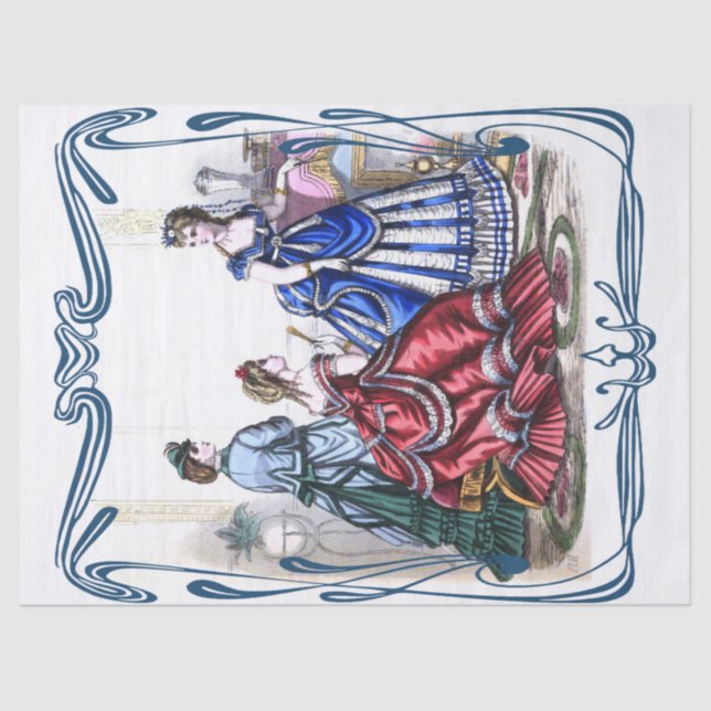 Papier Mousseline Beau decoupage victorien de dames de mode (Recto)
