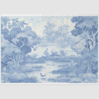 Papier Mousseline Beau jardin bleu toile