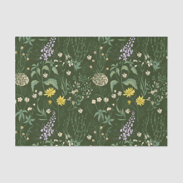 Papier Mousseline Beau mélange Pastel Fleur sauvage vert (Recto)