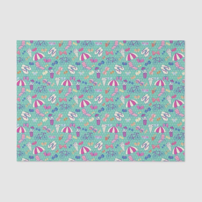 Papier Mousseline Beau Motif aux éléments d'été (Recto)