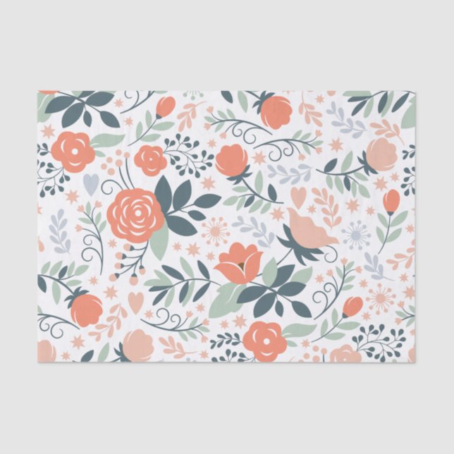 Papier Mousseline Beau motif floral fille (Recto)