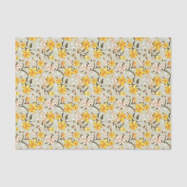 Papier Mousseline Beau motif floral lumineux élégant (Recto)