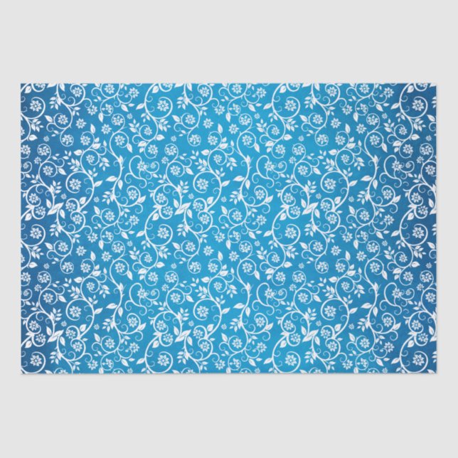 Papier Mousseline Beau Motif géométrique bleu (Recto)