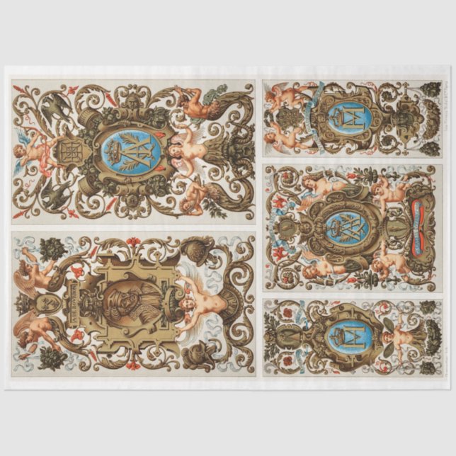 Papier Mousseline Beau papier découpage baroque rococo angel (Recto)