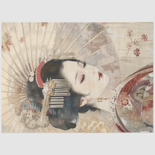 Papier Mousseline Beau Portrait Geisha (Recto)
