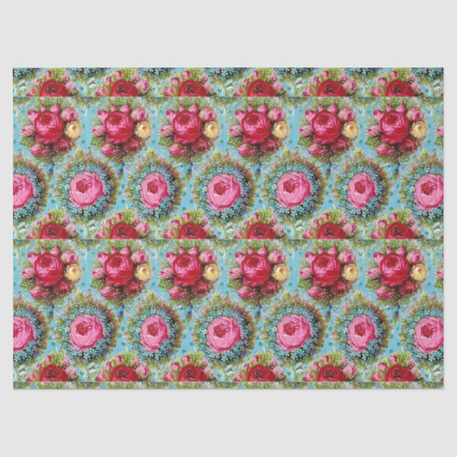 PAPIER MOUSSELINE BEAU ROSE ROSE ROUGE JAUNE EN BLEU (Recto)