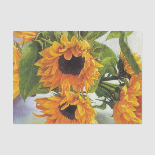Papier Mousseline Beau Tissu Tissu Peinture Tournesol (Recto)