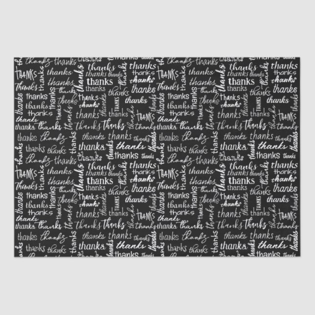 Papier Mousseline Beaucoup Merci Texte Blanc En Noir (Recto)