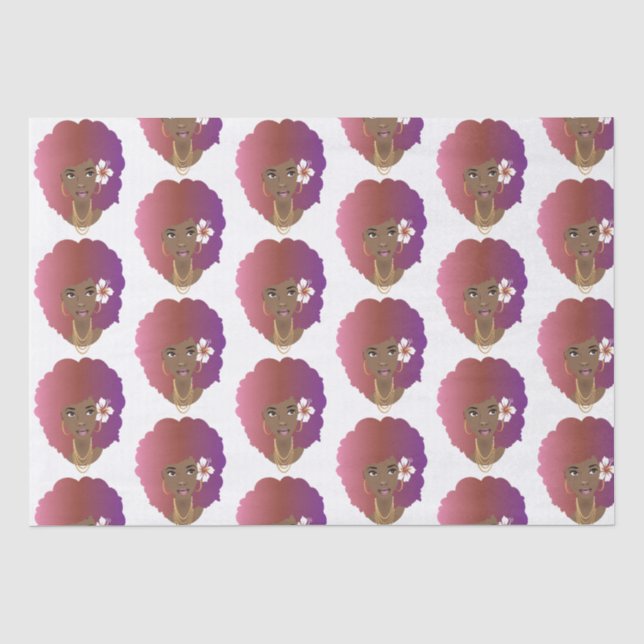 Papier Mousseline Beauté naturelle, Afro pourpre (Recto)