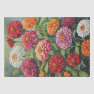 Papier Mousseline Beautés florissantes : Zinnias Peinture Découpage
