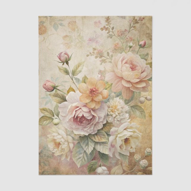 Papier Mousseline Beautiful Boquet of Pastel Flowers Background (Recto)