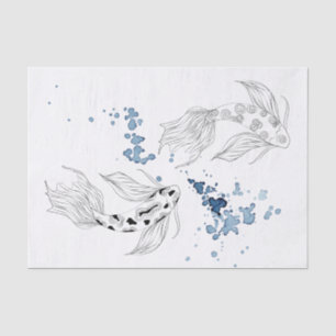 Papier Mousseline Beautiful Japonais Koi Fish Swimming