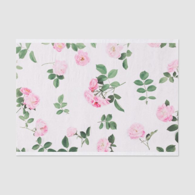 Papier Mousseline Beautiful Shabby Chic Pink Roses Tissue Paper (Recto)