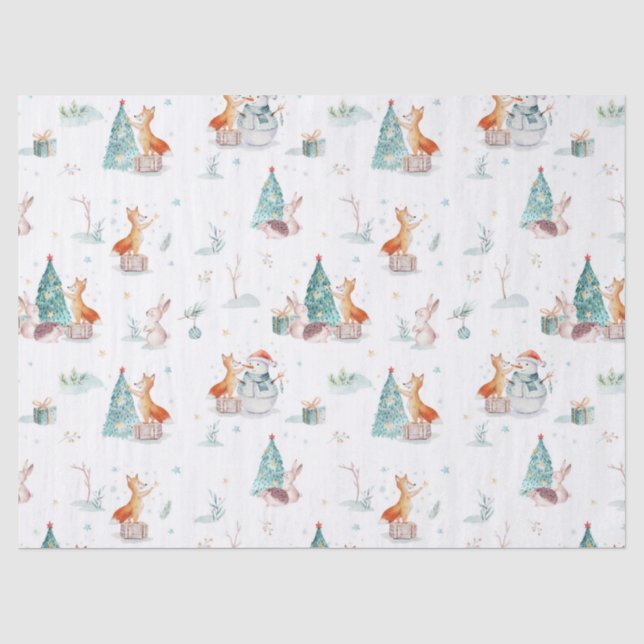 Papier Mousseline Beaux animaux de Noël motif d'hiver (Recto)