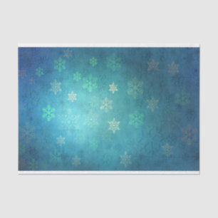 Papier Mousseline Beaux flocons de neige sur les nuances de bleu-ver