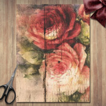 Beaux Roses peints sur bois rustique