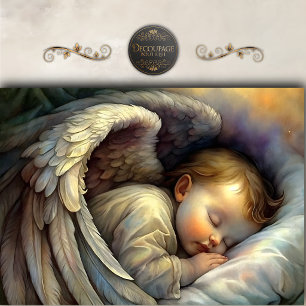 Papier Mousseline Bébé Ange Endormi Ailes Douce Lumière Découpage