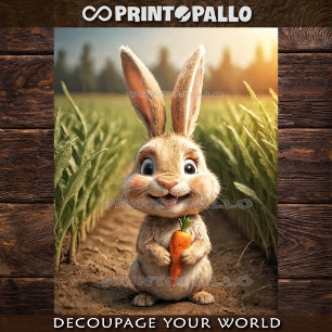 Papier Mousseline Bébé Animaux de la Ferme : le petit lapin