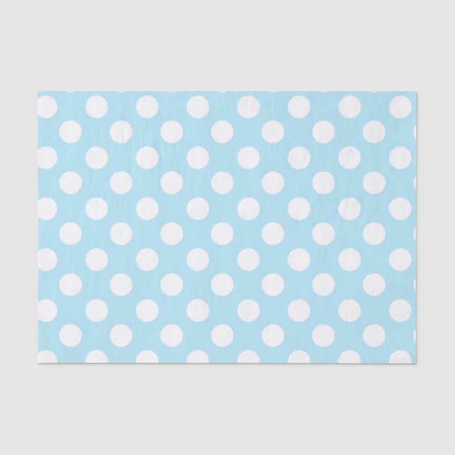 Papier Mousseline Bébé clair Pois bleu et blanc (Recto)