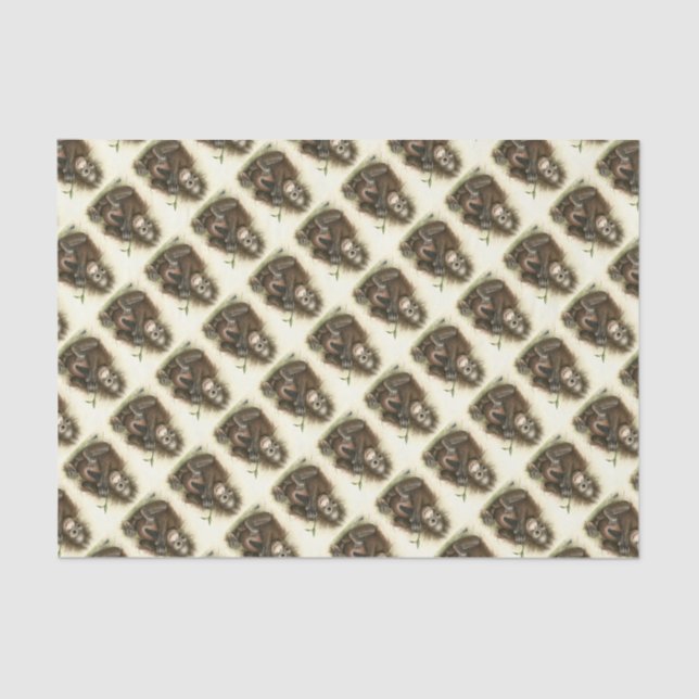 Papier Mousseline Bébé d'orang-outan avec le feuille (Recto)