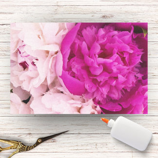 Papier Mousseline Bébé élégant rose et pivoines fuchsia