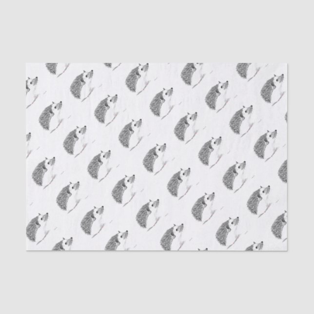 Papier Mousseline Bébé hérisson animal Aquarelle Motif noir Enfants (Recto)