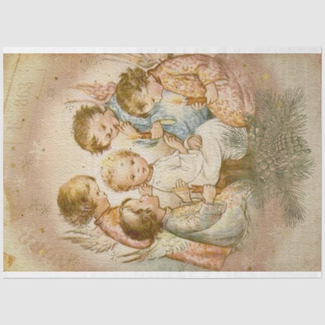 Papier Mousseline Bébé Jésus et enfants mignons le soir de Noël (Recto)