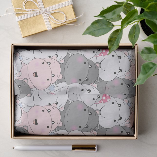 Papier Mousseline Bébé mignon Hippopotame papier de tissus (Cadeau)