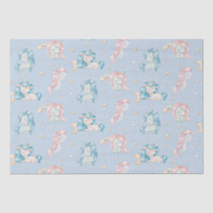 Papier Mousseline Bébé mignon Unicorn rose bleu pastel Nursery Child