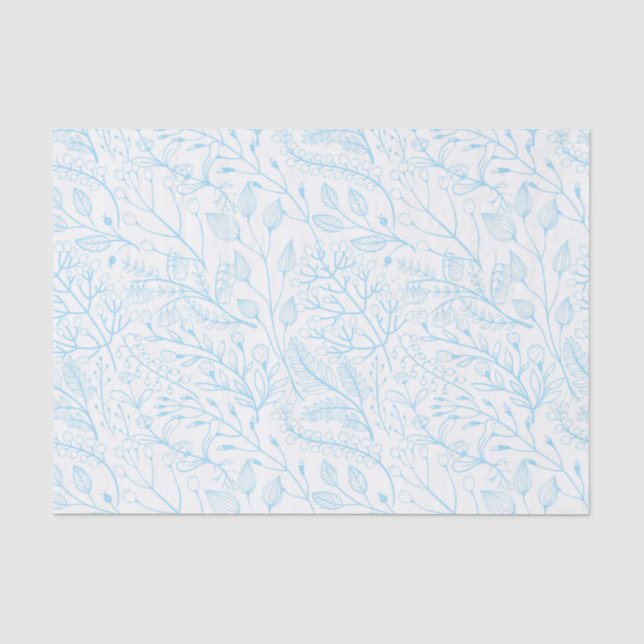 Papier Mousseline Bébé Pastel Bleu clair Floral Élégant Mariage (Recto)