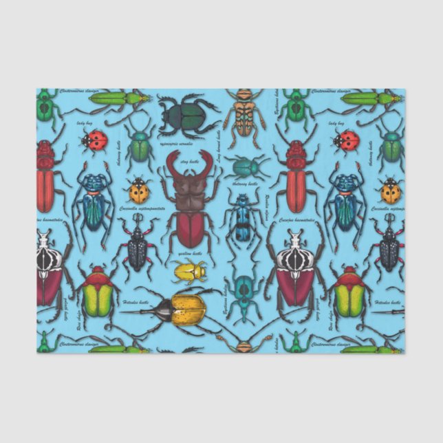 Papier Mousseline Beetons sur bleu (Recto)