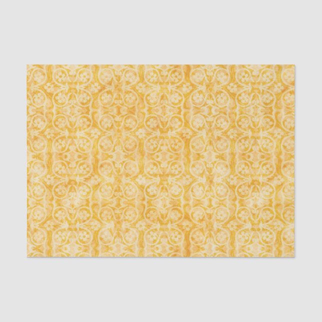 Papier Mousseline Beige d'or géométrique floral (Recto)