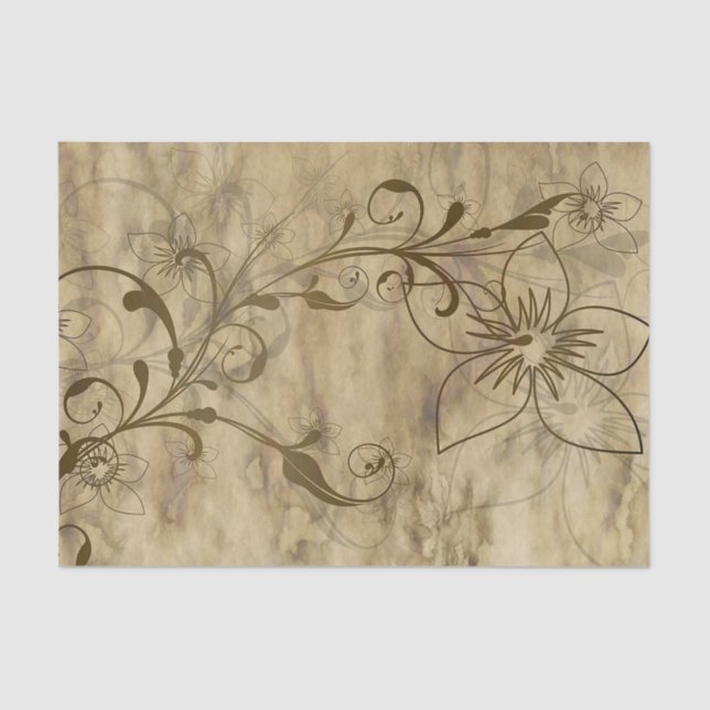 Papier Mousseline Beige rustique et marguerite Brown (Recto)