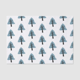 Papier Mousseline Bell Tree Motif Simple Pastel Blue Holiday