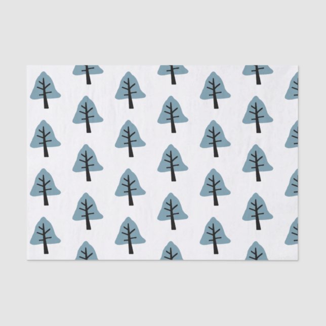 Papier Mousseline Bell Tree Motif Simple Pastel Blue Holiday (Recto)