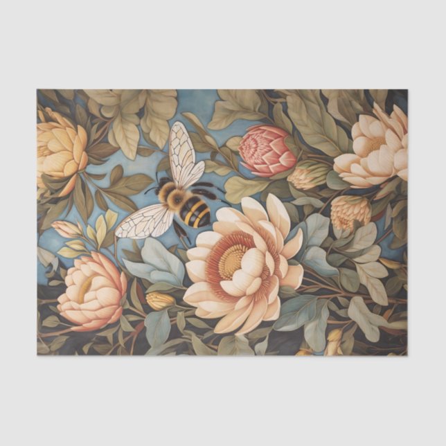 Papier Mousseline Belle Abeille Dans Protea Flowers Garden (Recto)