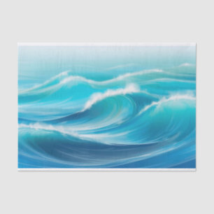 Papier Mousseline Belle Abstraite douce Bleu Bleu Bleu Vagues de Spl