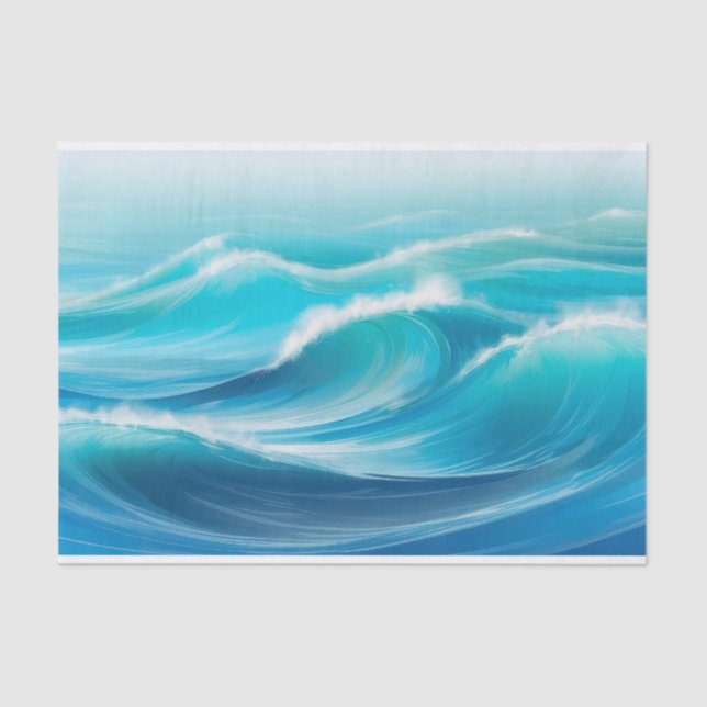 Papier Mousseline Belle Abstraite douce Bleu Bleu Bleu Vagues de Spl (Recto)